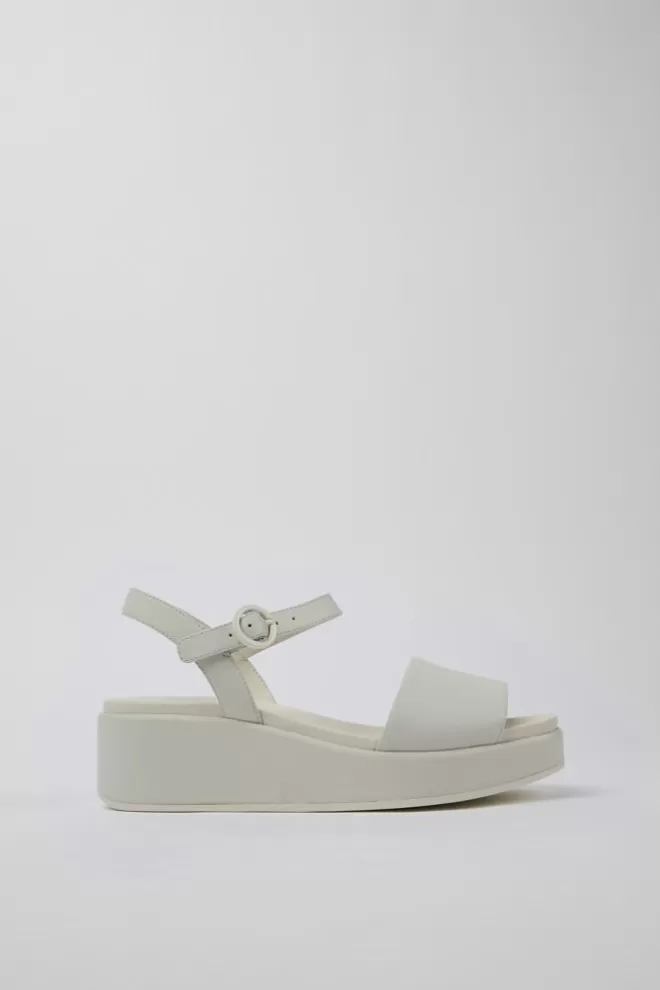 Sandalias<Camper Sandalia Con Dos Tiras De Piel Blanca Para Mujer