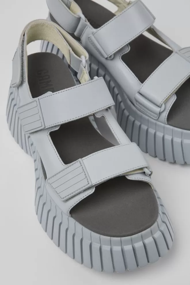 Sandalias<Camper Sandalia Con Dos Tiras De Piel Gris Para Mujer