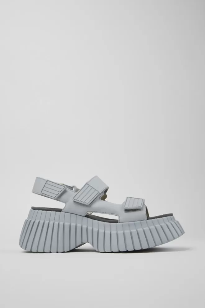 Sandalias<Camper Sandalia Con Dos Tiras De Piel Gris Para Mujer