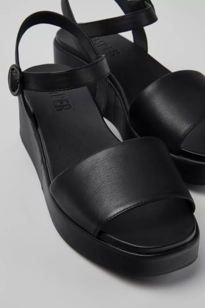 Sandalias<Camper Sandalia Con Dos Tiras De Piel Negra Para Mujer