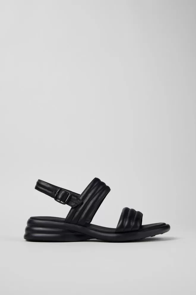 Sandalias<Camper Sandalia Con Dos Tiras De Piel Negra Para Mujer