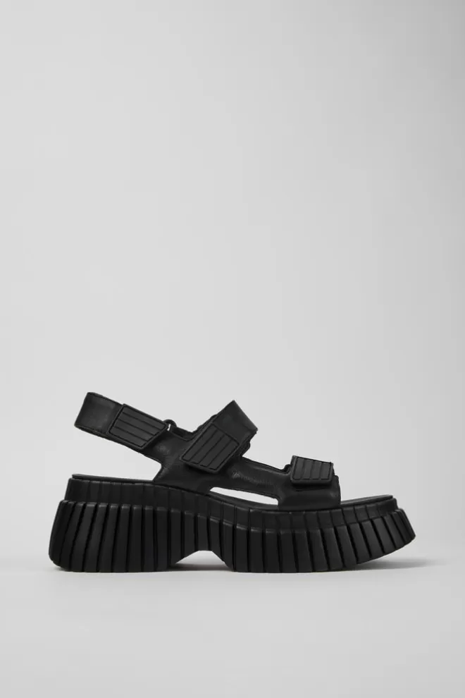 Sandalias<Camper Sandalia Con Dos Tiras De Piel Negra Para Mujer