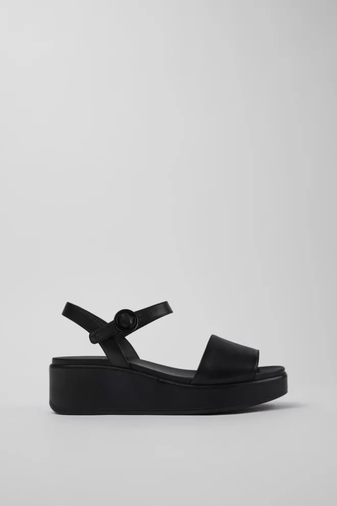 Sandalias<Camper Sandalia Con Dos Tiras De Piel Negra Para Mujer