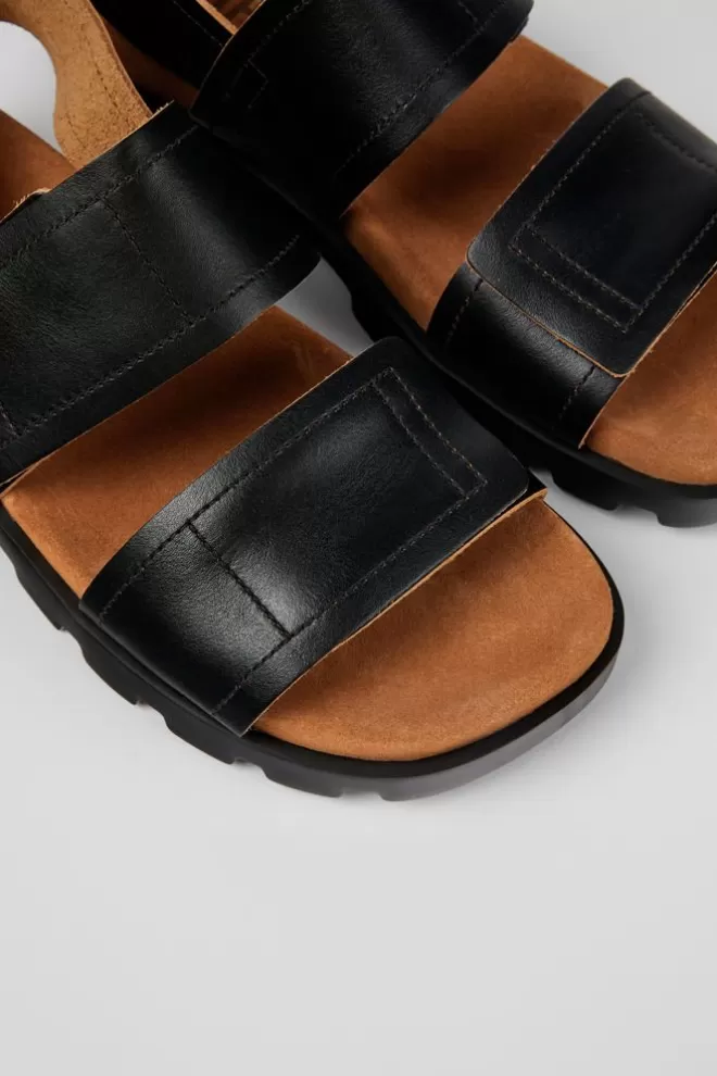 Sandalias<Camper Sandalia Con Dos Tiras De Piel Negras Para Hombre