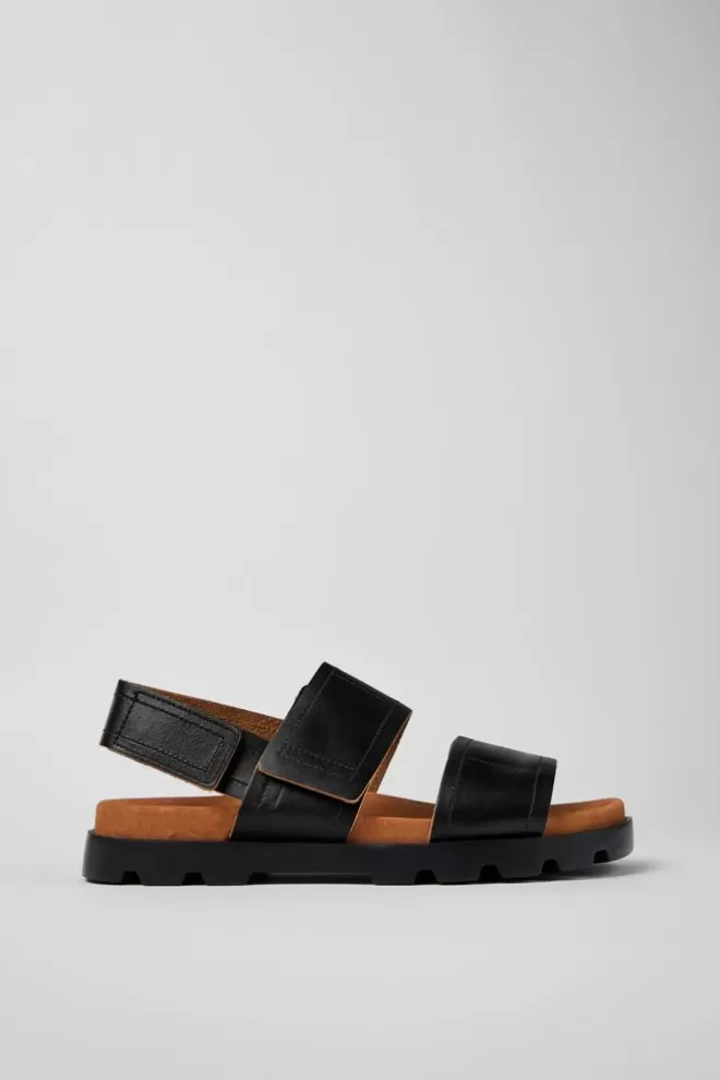 Sandalias<Camper Sandalia Con Dos Tiras De Piel Negras Para Hombre