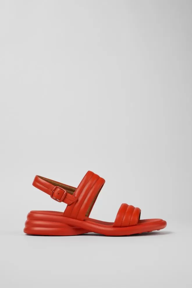 Sandalias<Camper Sandalia Con Dos Tiras De Piel Roja Para Mujer