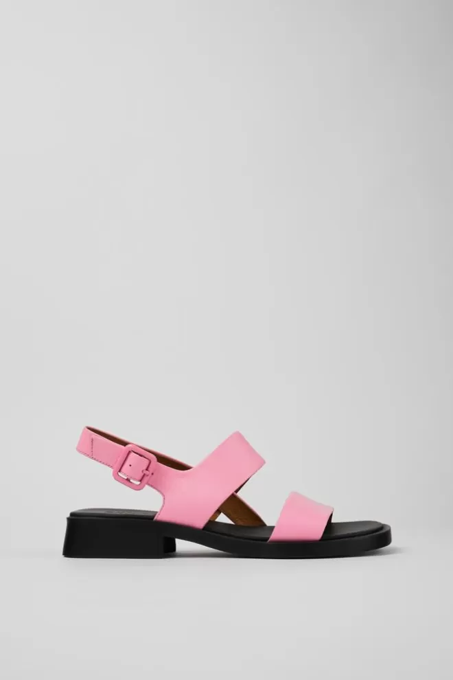 Sandalias<Camper Sandalia Con Dos Tiras De Piel Rosa Para Mujer