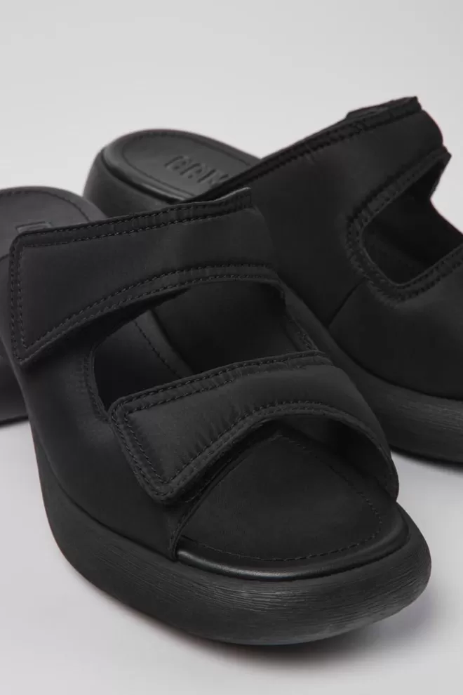 Sandalias<Camper Sandalia Con Dos Tiras De Tejido Negras Para Mujer