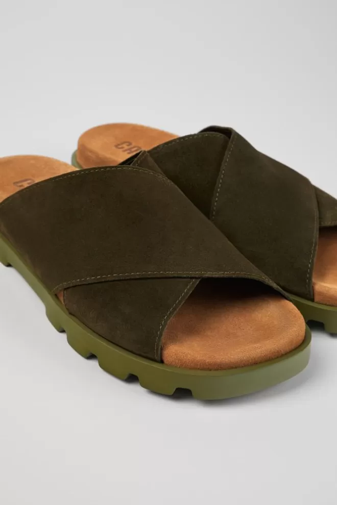 Sandalias<Camper Sandalia Con Tira Cruzada De Nobuk Verde Para Hombre