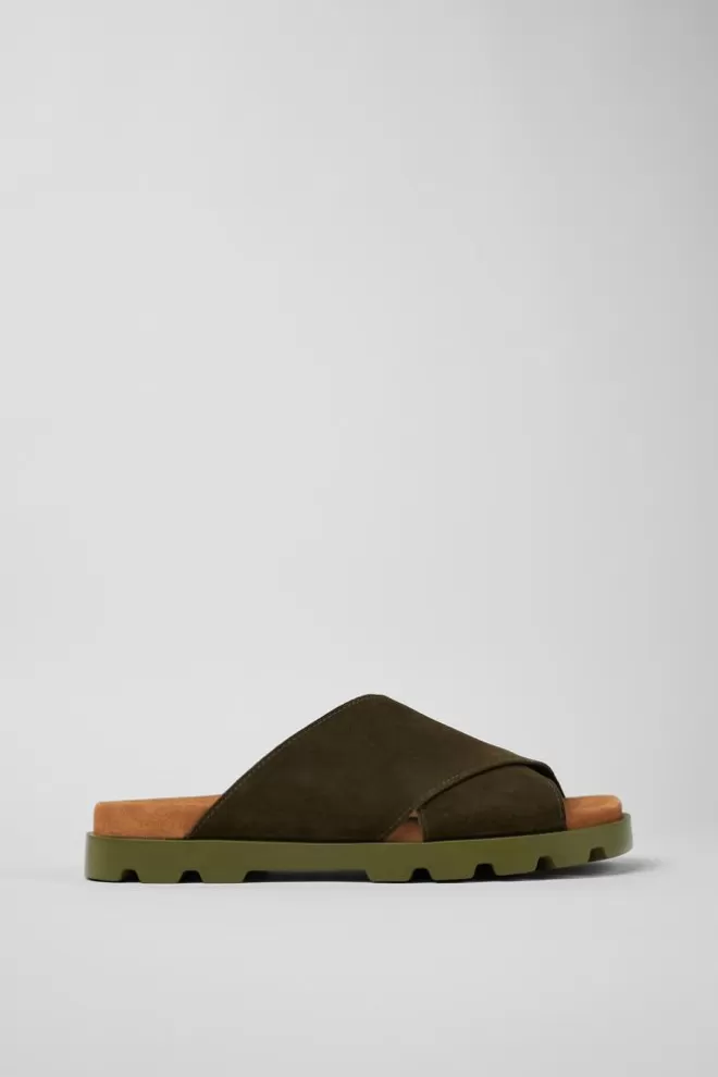 Sandalias<Camper Sandalia Con Tira Cruzada De Nobuk Verde Para Hombre