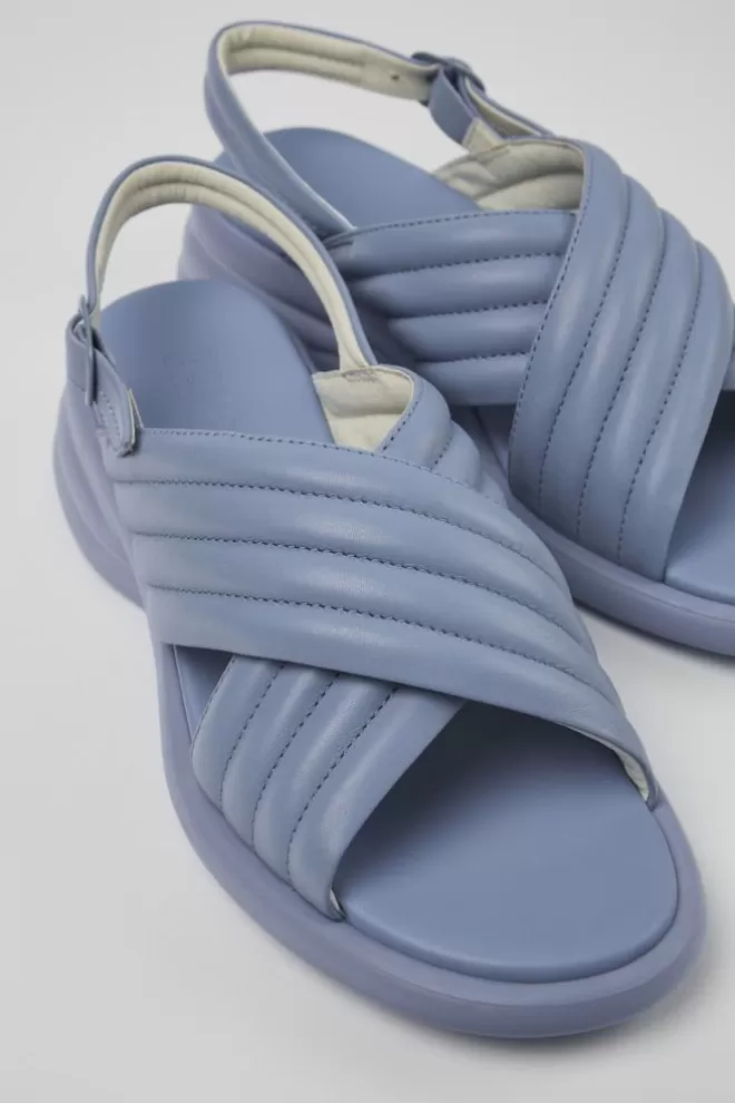 Sandalias<Camper Sandalia Con Tira Cruzada De Piel Azul Para Mujer