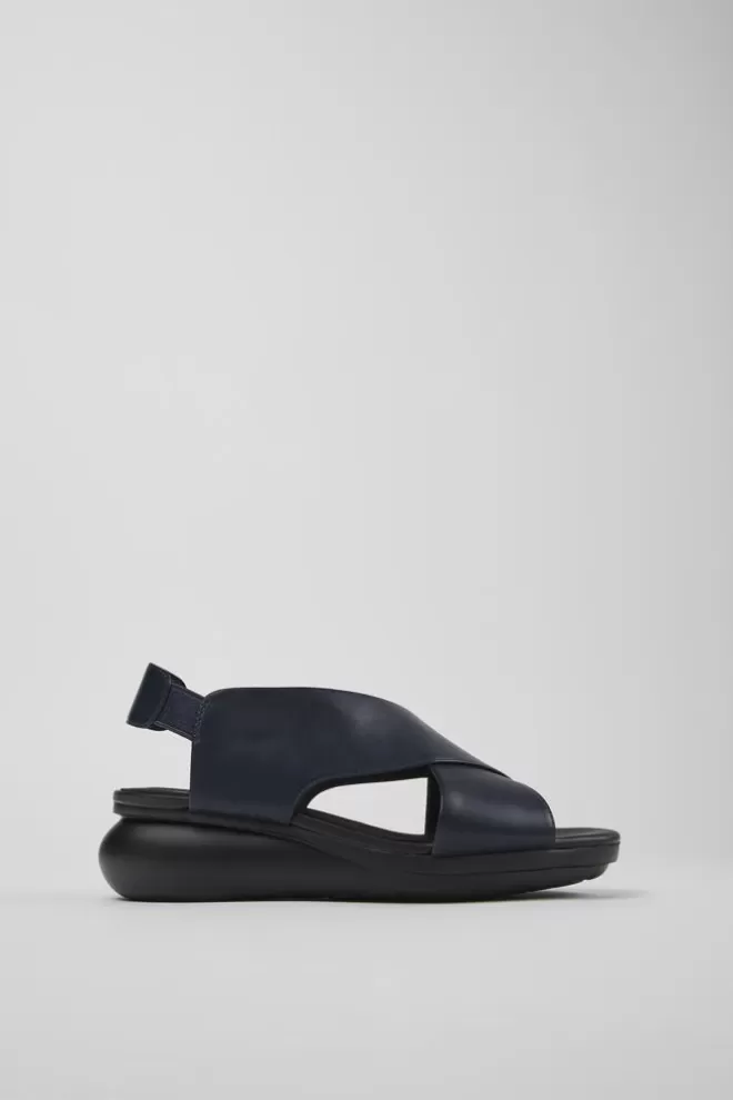 Sandalias<Camper Sandalia Con Tira Cruzada De Piel Azul Para Mujer