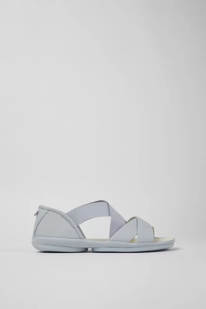 Sandalias<Camper Sandalia Con Tira Cruzada De Piel Gris Para Mujer