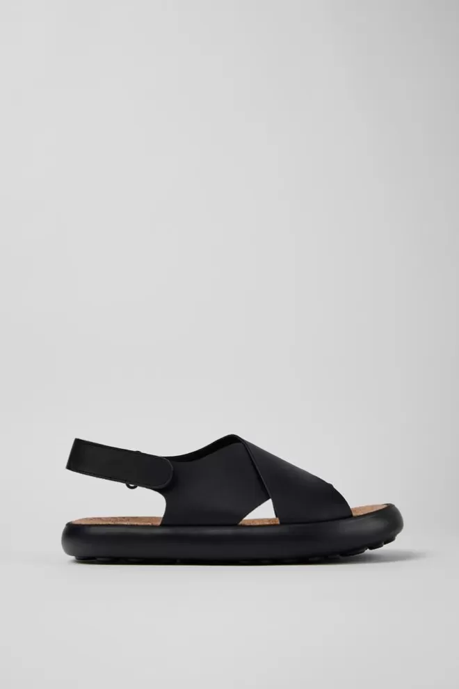 Sandalias<Camper Sandalia Con Tira Cruzada De Piel Negra Para Mujer