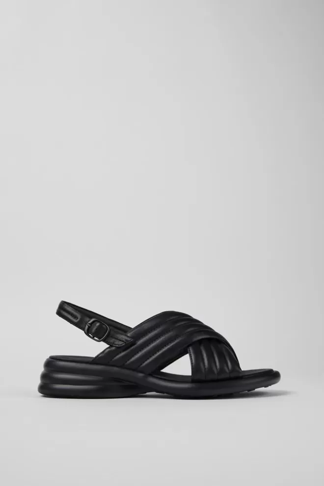 Sandalias<Camper Sandalia Con Tira Cruzada De Piel Negra Para Mujer