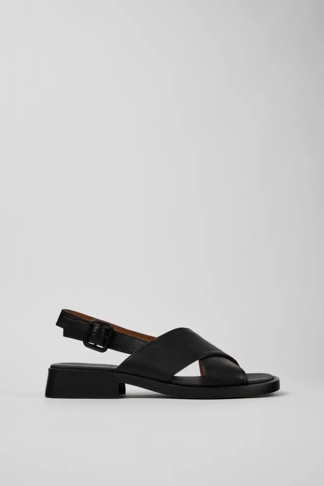 Sandalias<Camper Sandalia Con Tira Cruzada De Piel Negra Para Mujer