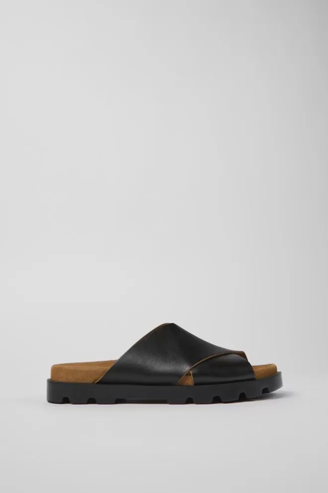 Sandalias<Camper Sandalia Con Tira Cruzada De Piel Negra Para Mujer