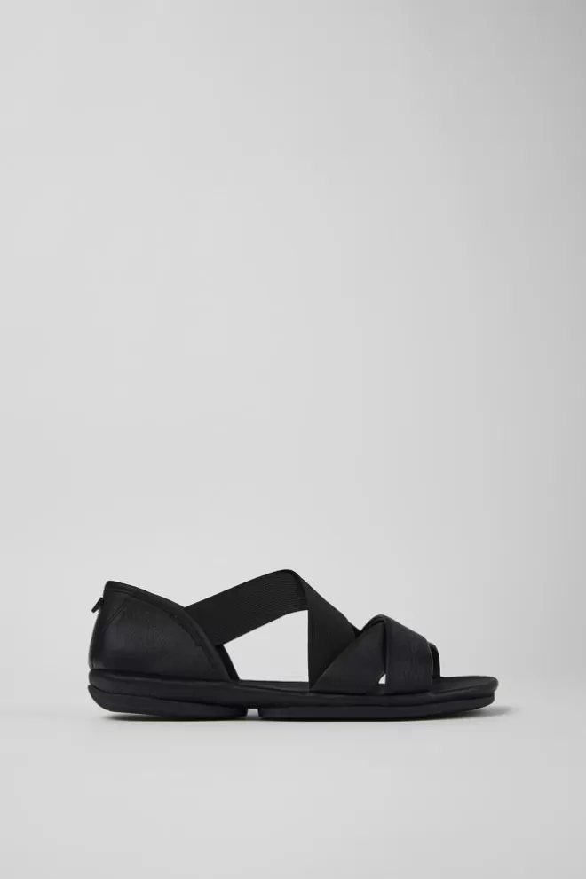 Sandalias<Camper Sandalia Con Tira Cruzada De Piel Negra Para Mujer