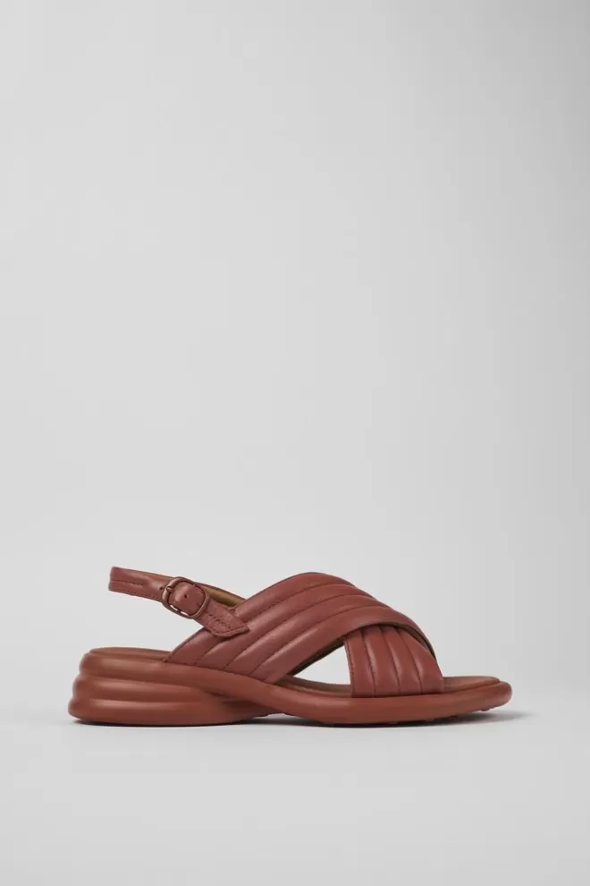 Sandalias<Camper Sandalia Con Tira Cruzada De Piel Roja Para Mujer