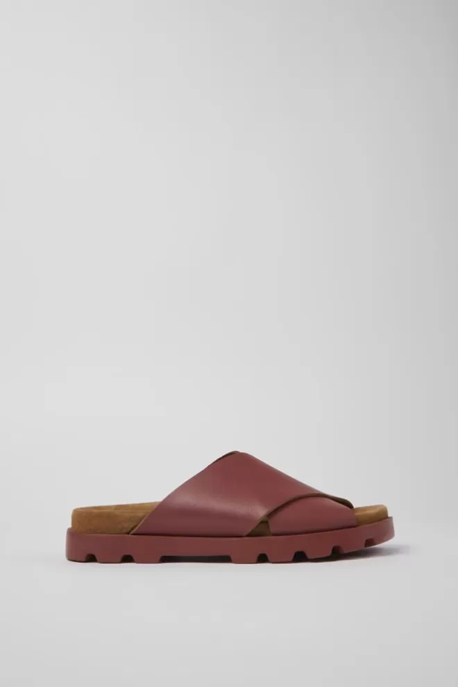 Sandalias<Camper Sandalia Con Tira Cruzada De Piel Roja Para Mujer