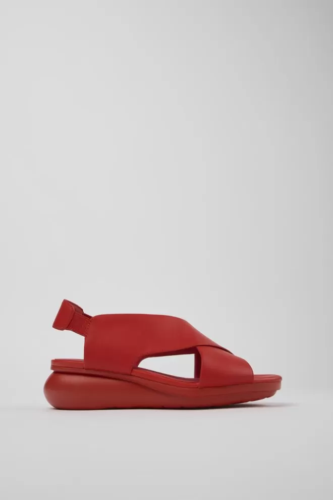 Sandalias<Camper Sandalia Con Tira Cruzada De Piel Roja Para Mujer