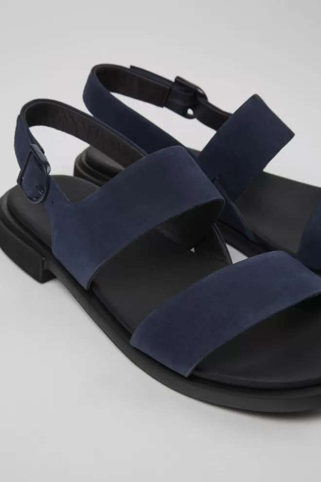 Sandalias<Camper Sandalia De Piel Azul Para Mujer