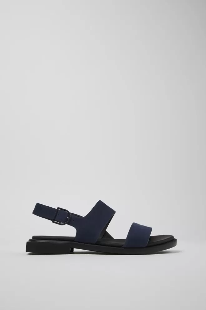 Sandalias<Camper Sandalia De Piel Azul Para Mujer