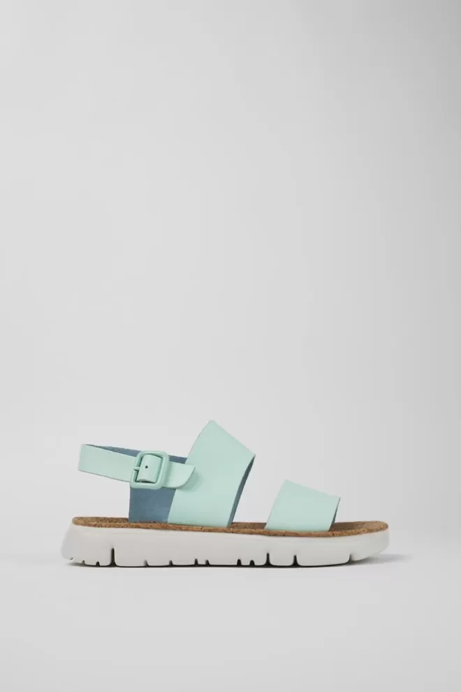 Sandalias<Camper Sandalia De Piel Azul Para Mujer