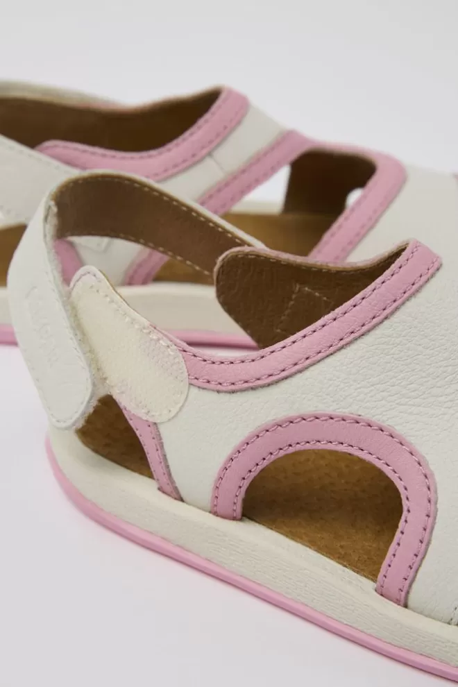 Sandalias<Camper Sandalia De Piel Blanca Con Dos Tiras