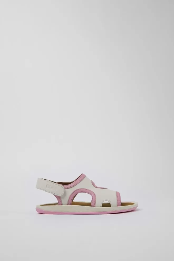 Sandalias<Camper Sandalia De Piel Blanca Con Dos Tiras