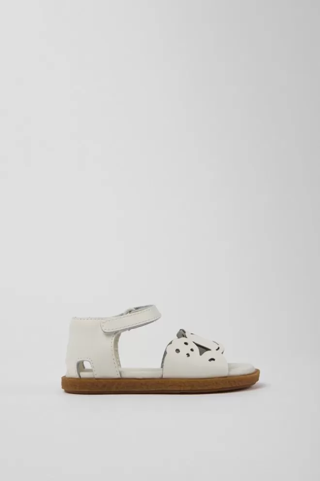 Sandalias<Camper Sandalia De Piel Blanca Con Dos Tiras