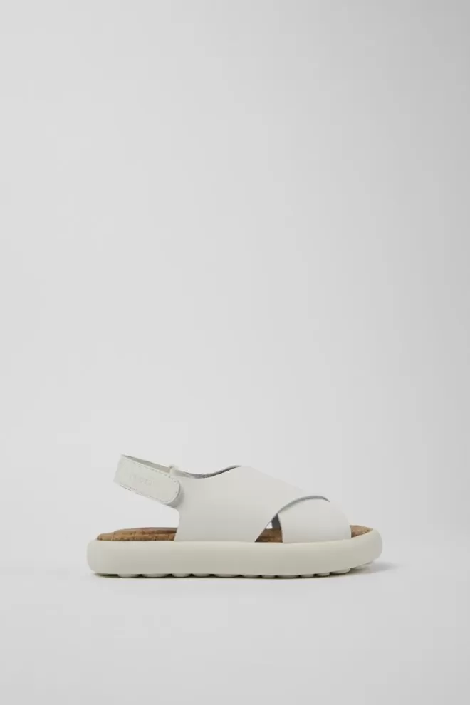 Sandalias<Camper Sandalia De Piel Blanca Con Tira En X