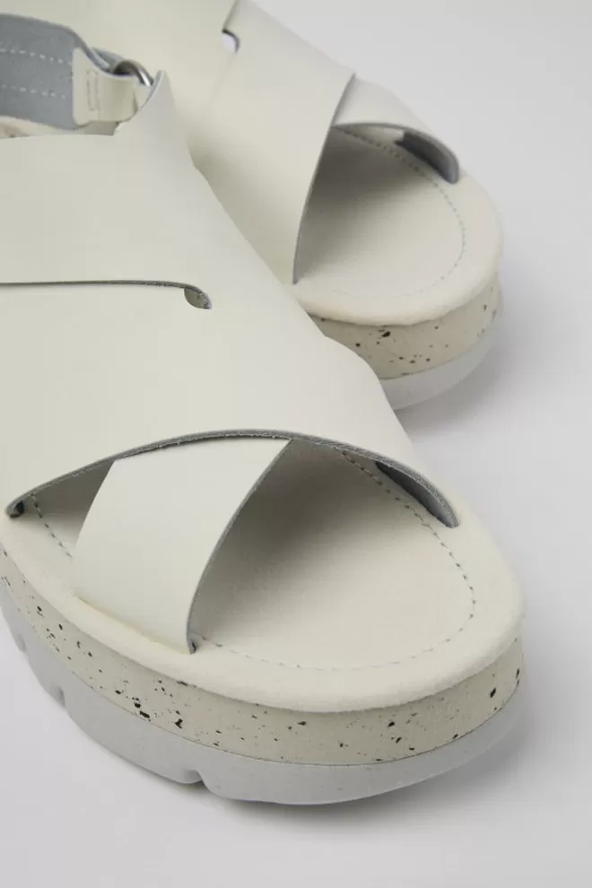 Sandalias<Camper Sandalia De Piel Blanca Para Mujer