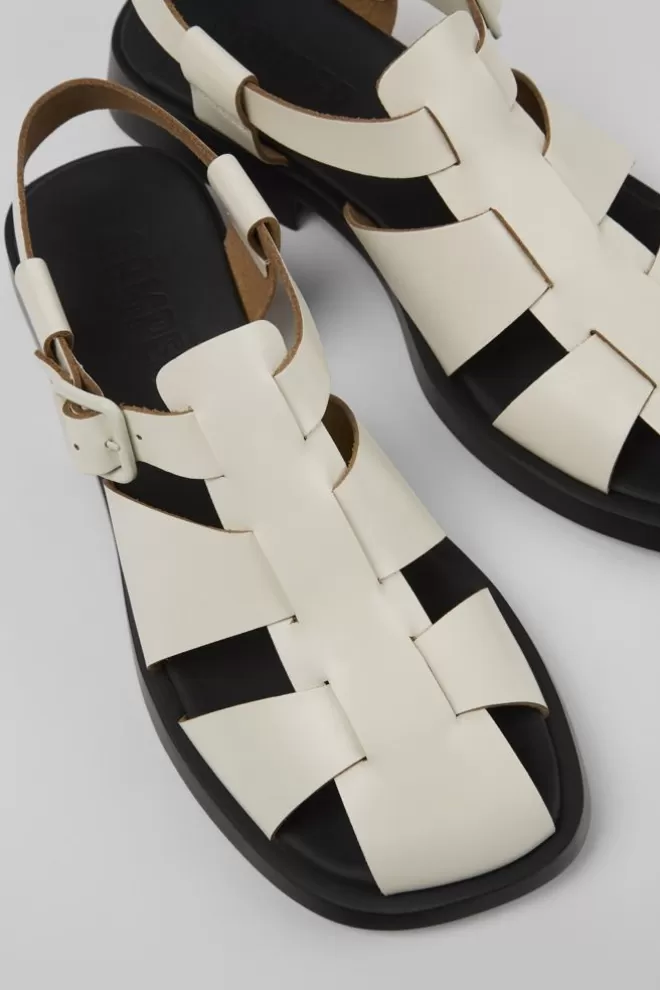 Sandalias<Camper Sandalia De Piel Blanca Para Mujer