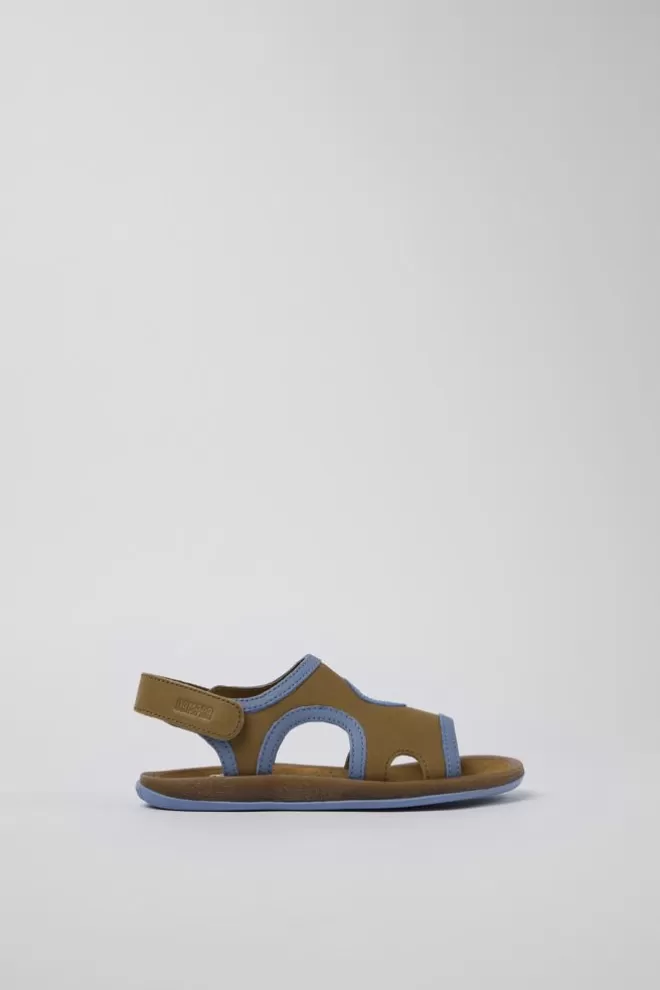 Sandalias<Camper Sandalia De Piel Marron Con Dos Tiras