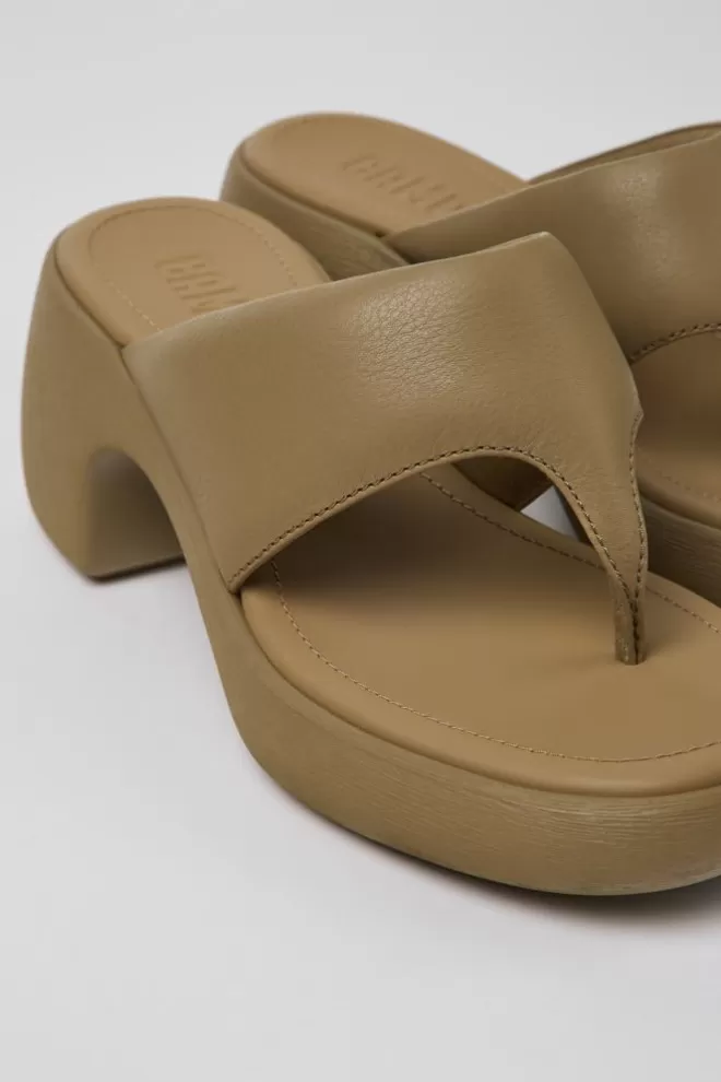 Sandalias<Camper Sandalia De Piel Marron Para Mujer