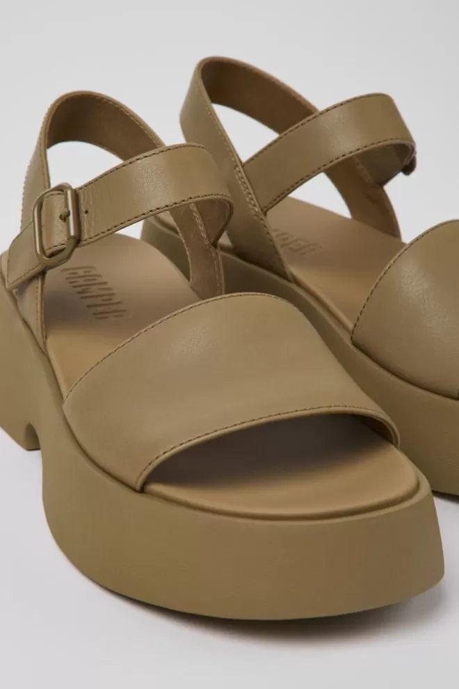 Sandalias<Camper Sandalia De Piel Marron Para Mujer