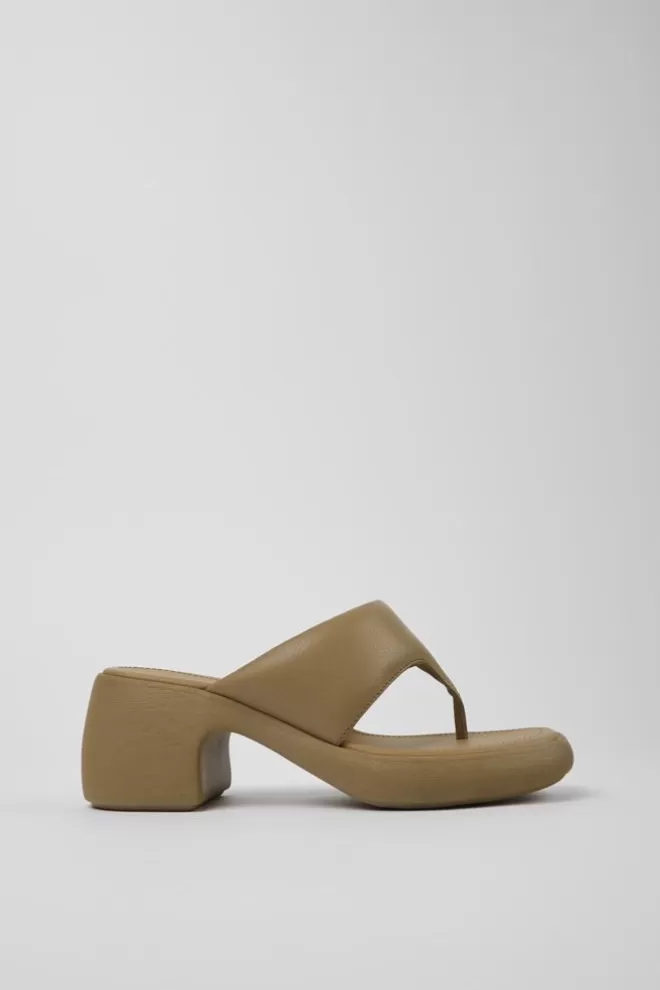 Sandalias<Camper Sandalia De Piel Marron Para Mujer