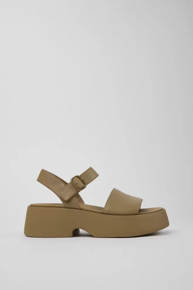 Sandalias<Camper Sandalia De Piel Marron Para Mujer