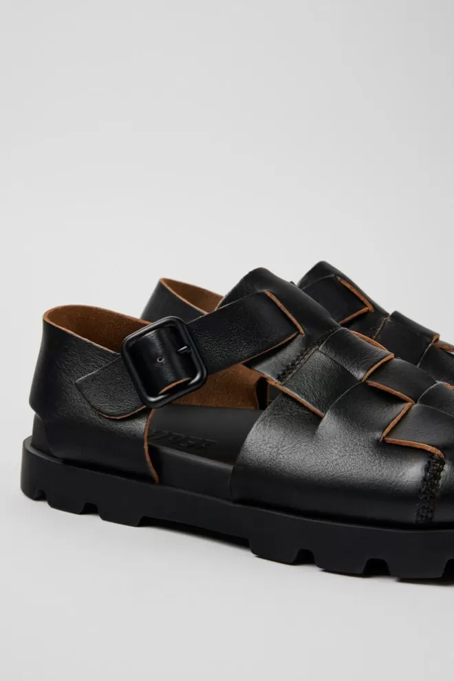 Sandalias<Camper Sandalia De Piel Negra Para Hombre