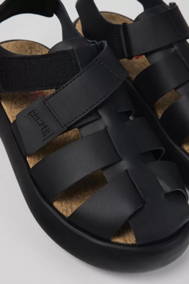 Sandalias<Camper Sandalia De Piel Negra Para Hombre