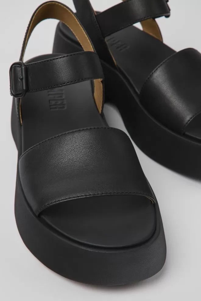 Sandalias<Camper Sandalia De Piel Negra Para Mujer