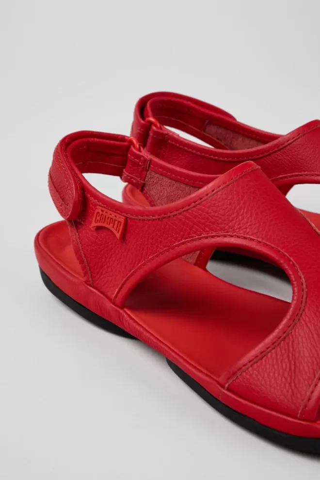 Sandalias<Camper Sandalia De Piel Roja Para Mujer