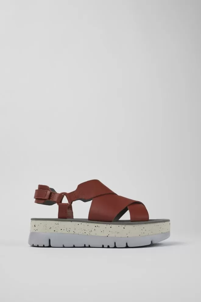 Sandalias<Camper Sandalia De Piel Roja Para Mujer