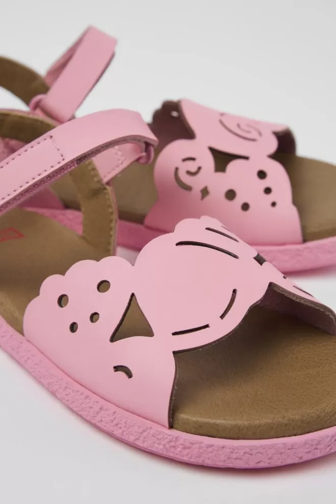 Sandalias<Camper Sandalia De Piel Rosa