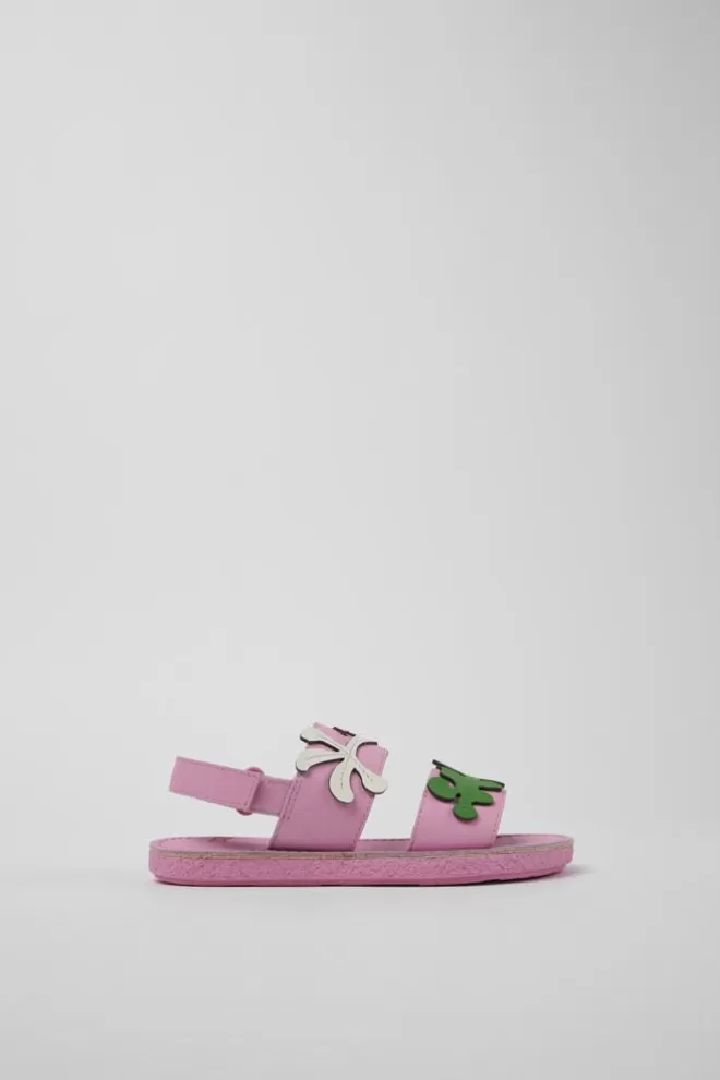 Sandalias<Camper Sandalia De Piel Rosa Con Dos Tiras