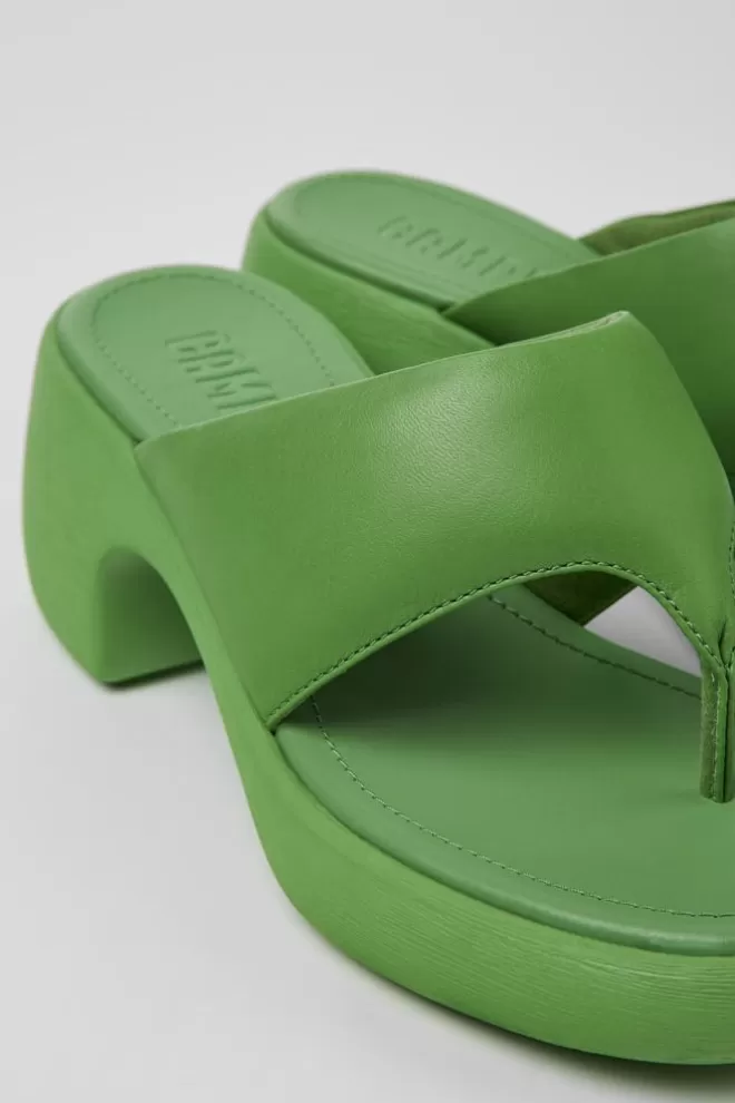 Sandalias<Camper Sandalia De Piel Verde Para Mujer