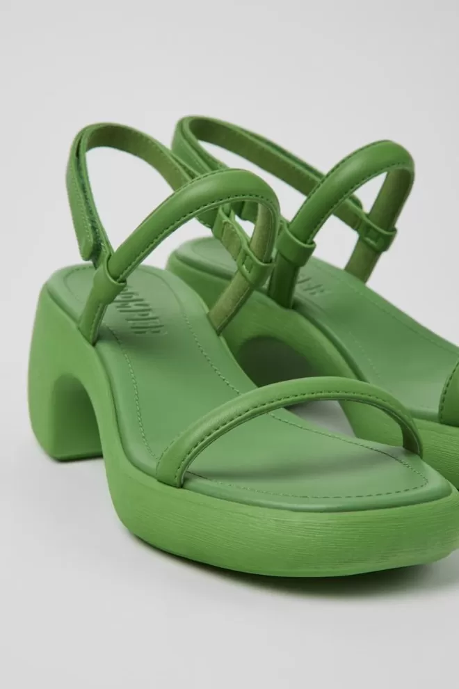 Sandalias<Camper Sandalia De Piel Verde Para Mujer