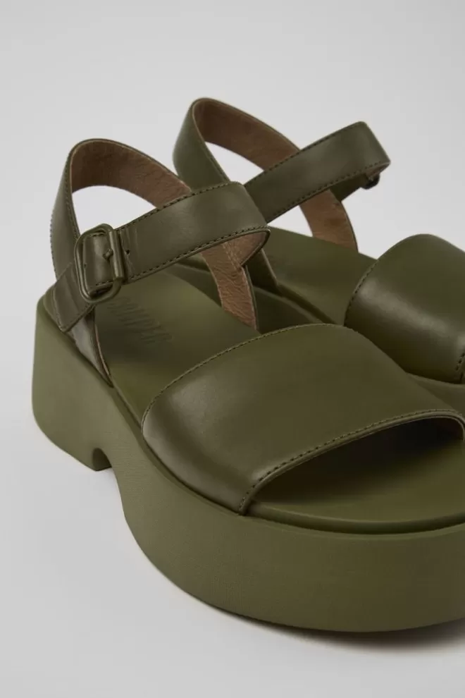 Sandalias<Camper Sandalia De Piel Verde Para Mujer