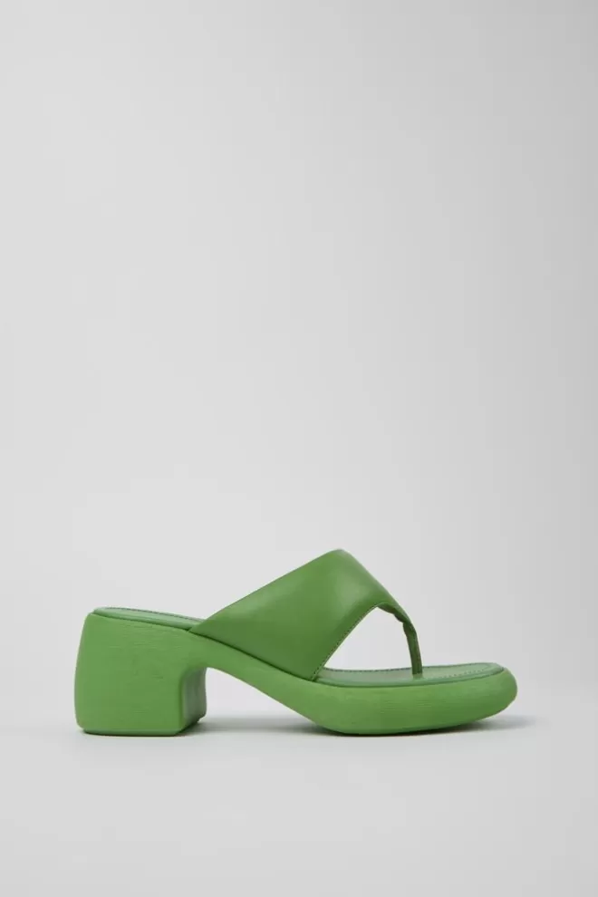 Sandalias<Camper Sandalia De Piel Verde Para Mujer